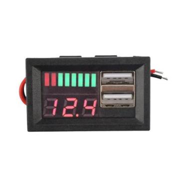 Imagem de Voltímetro Automotivo USB Duplo 5V 2A, Indicador De Capacidade De Bate