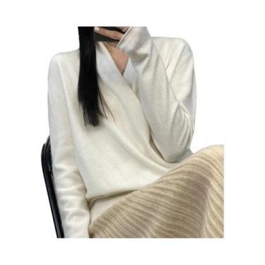 Imagem de Suéter Feminino De Lã Merino 100% Tricotado, Blusa Solta Sexy Para Out