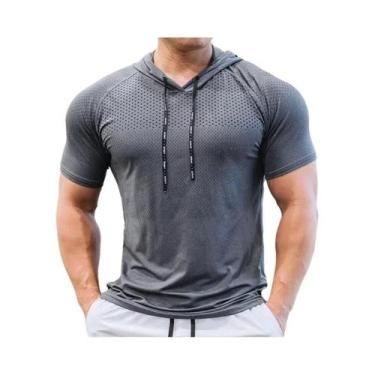 Imagem de Camisetas De Corrida Masculinas De Secagem Rápida Com Capuz, Manga Cur