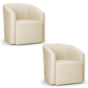 Imagem de Poltrona Decorativa Orgânica Kit 2 Stella Max Linho D03 - D'Rossi