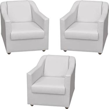 Imagem de Kit 3 Poltronas Decorativas Para Sala Recepção Manicure Escritório Con