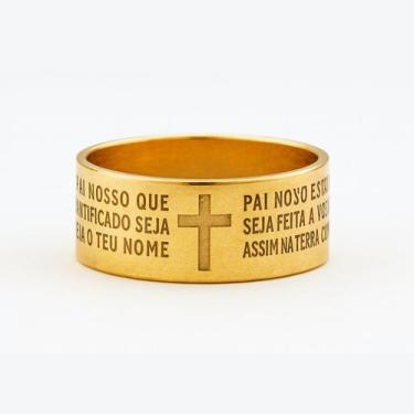 Imagem de Anel Pai Nosso em Aço Dourado - Gravação Permanente - Lys Lazuli, 22