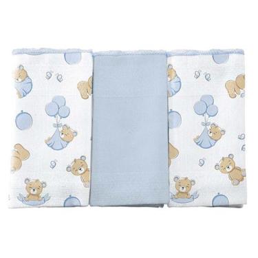 Imagem de Pano De Boca Estampado 34x40cm Kit Com 3 Unidades - Incomfral Bercinho