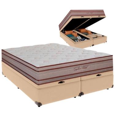 Imagem de Cama Baú King e Colchão Artemis Molas Ensacadas Colchobel Ocre