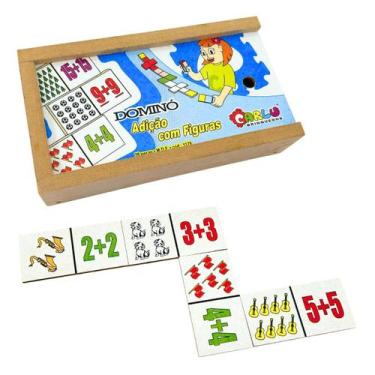 Imagem de Dominó Educativo Adição com Figuras Jogo Pedagógico Matemática Escolar