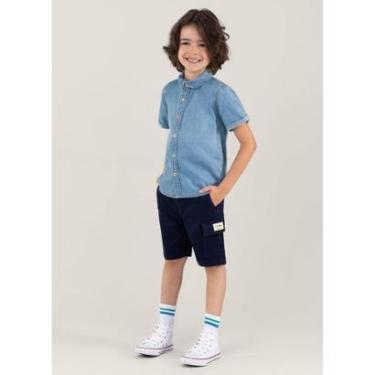 Imagem de Bermuda em sarja infantil menino Brandili Azul-Masculino