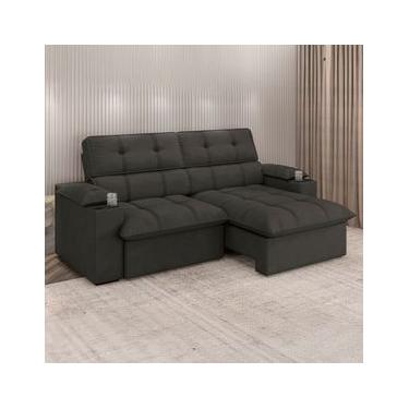 Imagem de Sofá 4 Lugares Luizzi Liverpool Slim com Assento Retrátil e Reclinável, Revestido em Suede - 240cm de Largura