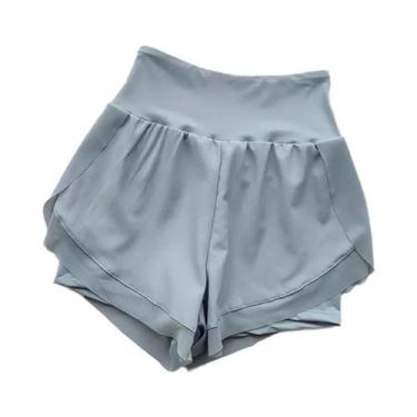 Imagem de Shorts Esportivos Femininos De Cintura Alta Em Tela De Secagem Rápida 