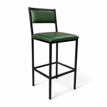 Imagem de Banqueta Flora Altura 65cm com Reforço Preta Assento e Encosto Verde -