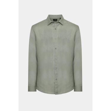 Imagem de Camisa Aramis Manga Longa Slim em Linho Irlandês Verde-Masculino