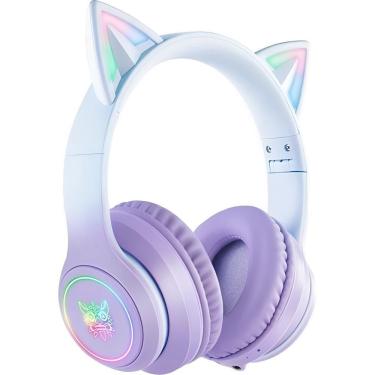 Imagem de Headset Gamer Onikuma B90 Rgb Bluetooth Com Orelhas De Gato - Roxo