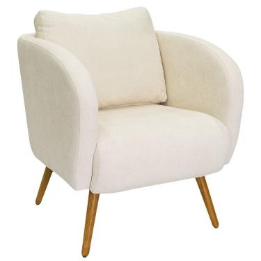 Imagem de Poltrona Decorativa Dana Pés Palito Madeira Castanho Bouclé Off White - Nexta Casa