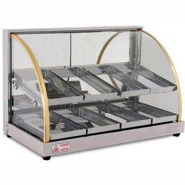 Imagem de Estufa Vitrine Elétrica Curva Duplo Quente 8 Bandejas Inox Tita, 220V