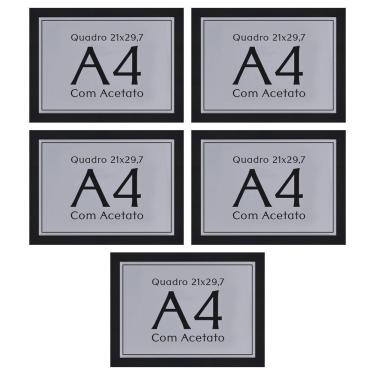 Imagem de Kit Moldura para Quadro e Certificado A4 21x30 Retangular 23x32 em Madeira com Pendurador Preto 3Green