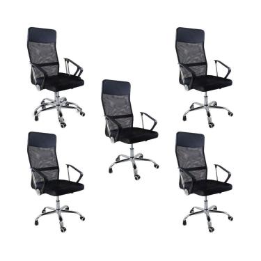 Imagem de Kit 5 Cadeiras De Escritório Nagano Oficial Preto