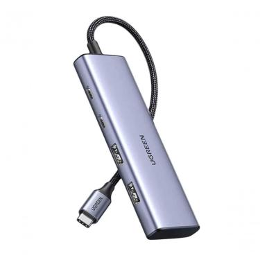 Imagem de Hub Ugreen 4 Em 1 Usb-c/2 Usb-a/2 3.1 Cm473 - Prata/preto