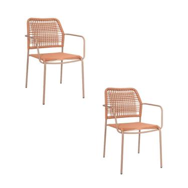 Imagem de Kit com 2 Cadeiras Aço Carbono e Corda Náutica para Área Externa Copacabana Terracota