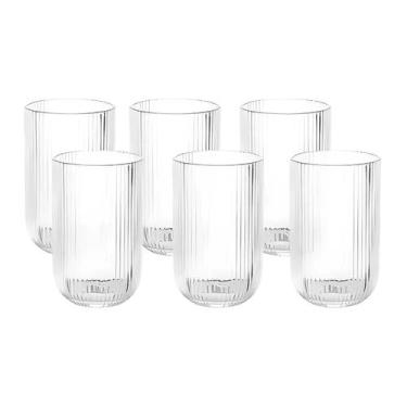 Imagem de Jogo 6 Copos De Vidro Para Água Sucos 420ml Canelado Mimo Style