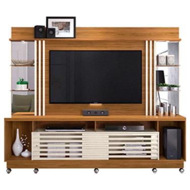 Imagem de Estante Home Theater Frizz Gold com Rodízios Naturale Off White – Madetec