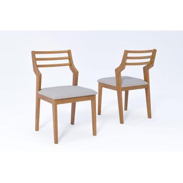 Imagem de Cadeiras Cozinha Damasco Kit 2 Un Carvalho/linho Cinza Cimol