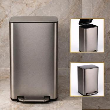 Imagem de Lixeira Inox 12L Grafite Lixo Pedal Compacta Lixo Anti Odor - GoldenX