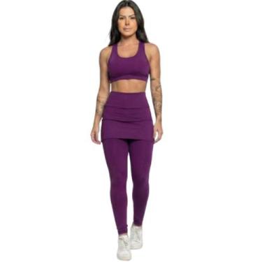 Imagem de Calça Legging Com Saia Bella Fiore Academia Tapa Bumbum Treino Suplex 