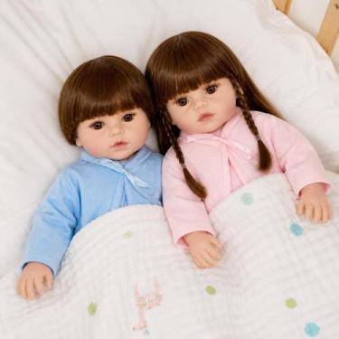 Imagem de Bebê Reborn Gêmeos Reborn Casal Menino Corpo de Silicone Realista Pode