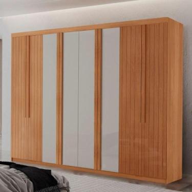 Imagem de Guarda Roupa Casal Pollo Mdf Com 8 Portas 4 Gavetas Moderna Naturalle/