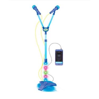 Imagem de Microfone Infantil Duplo com Pedestal Luzes Conectividade para Celular