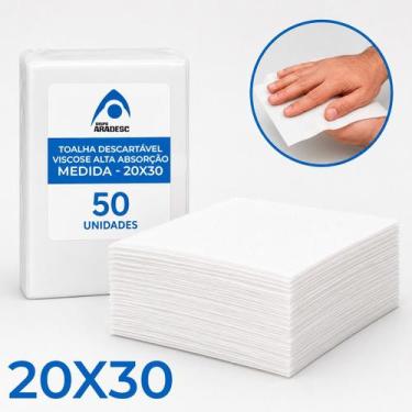 Imagem de 50 Toalha Descartável ARADESC 20x30Cm Alta Absorção Viscose