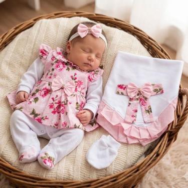 Imagem de Saída De Maternidade Bebê Menina Belinha Floral 05 Peças - Amora Enxov