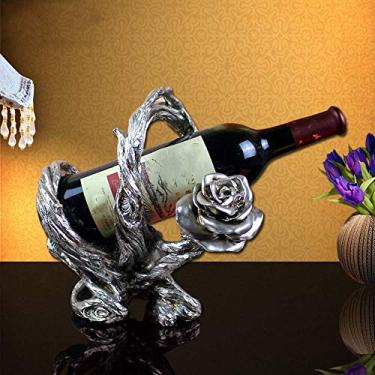 Imagem de Pkfinrd Rack de vinho com rosas europeias criativo para decoração de bar, presente de casamento, 24 x 20 x 24 cm