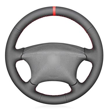 Imagem de Capas de volante em microfibra preta para volante costuradas no embrulho, adequadas para citroen xsara picasso 1994 a 2007