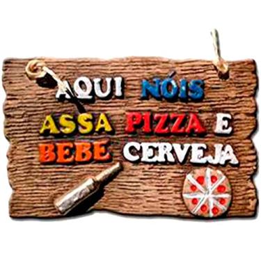 Imagem de Placa de Churrasco Decorativa - Cantinho do Churrasco - Aqui Nóis Assa Pizza e Bebe Cerveja