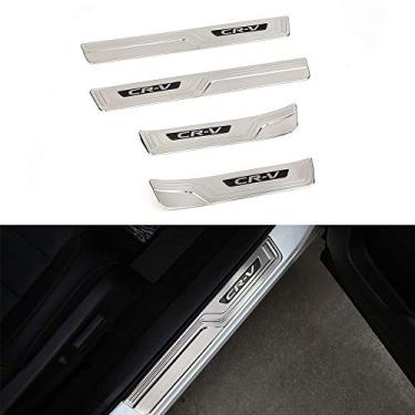 Imagem de 4 peças peitoril da porta externa placa de desgaste guarnições protetoras adequadas para Honda CR-V CRV 2017 2018 2019 2020 2021 - prata