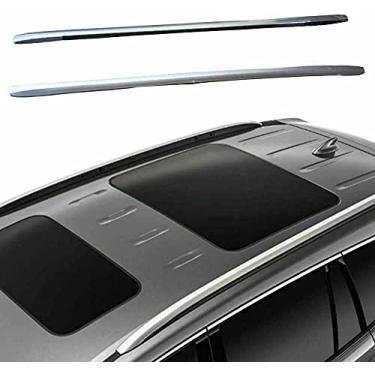 Imagem de 2 peças serve para Honda Pilot 2016-2021 barras de teto de alumínio suporte de barra lateral de alumínio superior trilho de teto barra lateral - prata