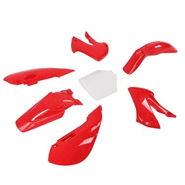 Imagem de Kit de carenagem de motocicleta 7 peças Dirt Bike ABS kit de carenagem de plástico para trabalho corporal, conjunto de carenagem de acessórios de motocicleta substituição para KLX110 KX65(A (vermelho))