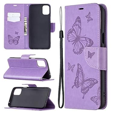 Imagem de YUNCHAO Caixa de telefone Para LG K42 Duas Borboletas Embossing Pattern Caixa De Couro Flip Horizontal Com Holder & Cartão Slot & Carteira & Cordão capa para celular