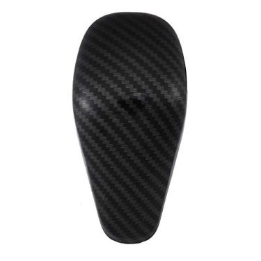 Imagem de Adesivo de cabeça de botão de mudança de marcha, capa de botão de mudança de fibra de carbono manual antiderrapante estilo carro botão de mudança de marcha automático capa decoradora de cabeça