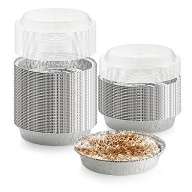 Imagem de Pacote com 40 formas redondas de 23 cm (9") com 40 tampas de cúpula – bandejas descartáveis de alumínio para bolo – seguras para freezer e forno – para assar, cozinhar, armazenar e reaquecer