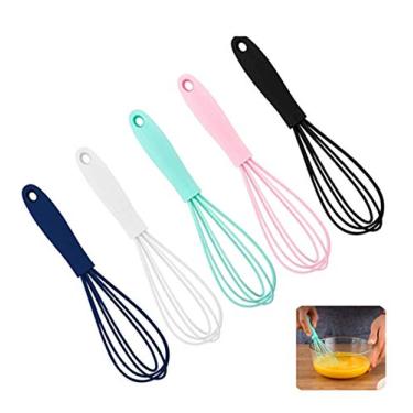 Imagem de Batedor de silicone - 5 peças de mini batedores de silicone coloridos para cozinha, conjunto de batedor de ovos para misturar, bater, mexer e assar