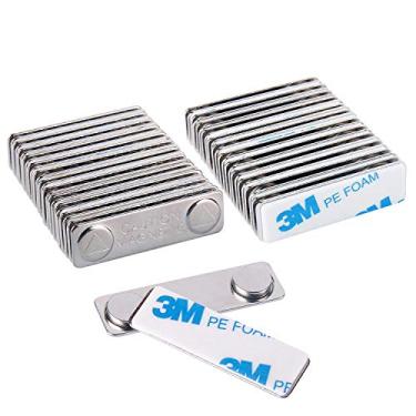 Imagem de Magreen Porta-crachás magnéticos fortes com placa traseira de aço, pacote com 24 etiquetas de nome/ímãs de crachá de identificação, fixador com adesivo na placa frontal, ímãs de neodímio de força