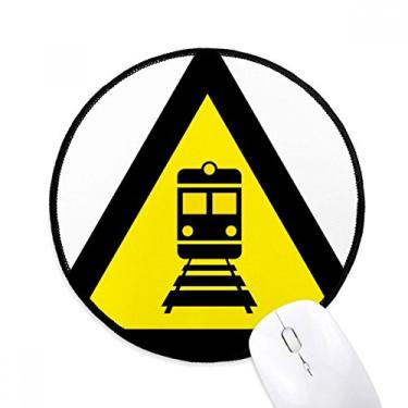 Imagem de Símbolo de aviso amarelo preto trem triângulo mouse pad desktop escritório tapete redondo para computador