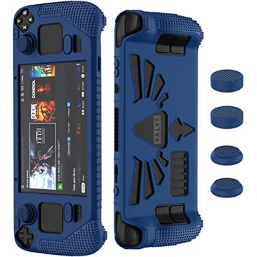 Imagem de Capa protetora TwiHill para Steam Deck, capa macia com 4 * Thumb Grips, kit de proteção total para antiderrapante para Valve Stream Deck (azul)