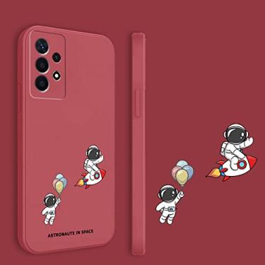 Imagem de Para Samsung Galaxy A23 Case Astronaut Square Liquid Silicone Matte Soft Shockproof Bumper Phone Cases, Camellia Red2, para Samsung A23