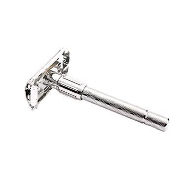 Imagem de Sharprepublic Barbeador de segurança ajustável com borda dupla, com lâmina de cabo longo, aço inoxidável, clássico, tradicional para viagens, uso doméstico, barba, masculino