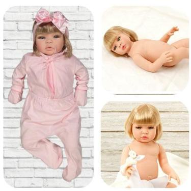 Imagem de Boneca Bebe Barata Reborn Loira Baby Dolls Super Linda Rosa - Cegonha