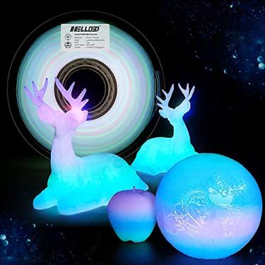 Imagem de Hello3D Filamento luminoso para impressora 3D de filamento Rainbow PLA, cor brilhante 1,75 mm, 1 kg por carretel, arco-íris luminoso