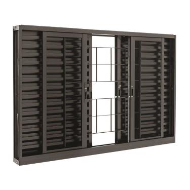 Imagem de Janela Veneziana Grade Quadriculada Black em Aço 100 x 200 x 12 cm 6 Folhas Pratika Sasazaki