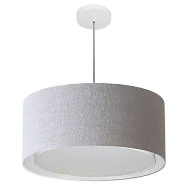 Imagem de Lustre Pendente Cilíndrico Duplo Cúpula Tecido 25/50x40 cm, Vivare Iluminação, Pendente4294 CZ, Cinza, Médio